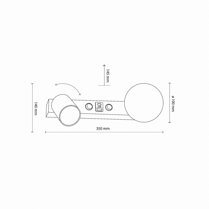 Бра TK LIGHTING 10152 2хUSB Чорний VOX (31115)