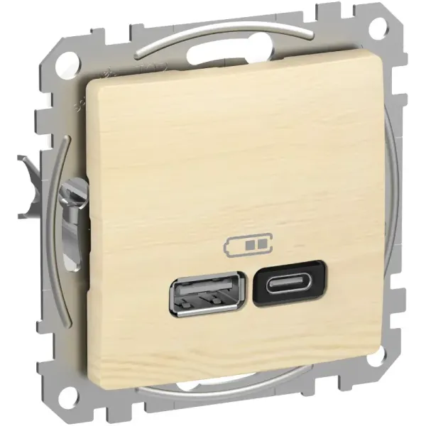 Розетка USB тип A+C (45 Вт) Schneider Sedna Elements SDD180404 Береза