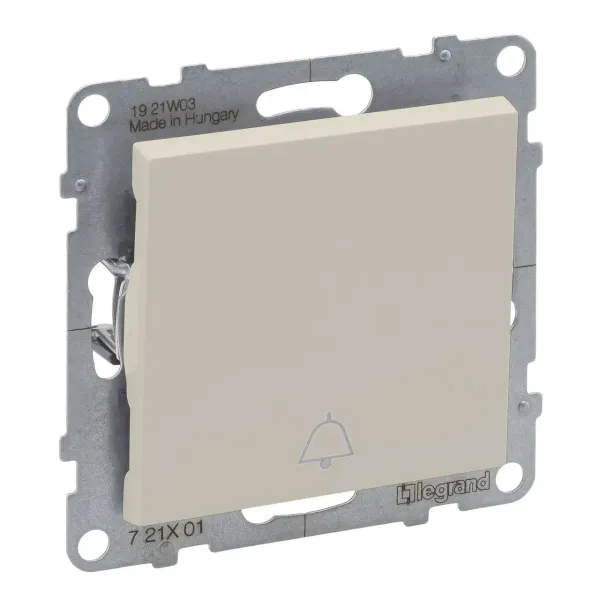 Кнопка 1-кл з символом дзвінок (пруж.клеми) 6A/250V Legrand SUNO 721213 слонова кістка"