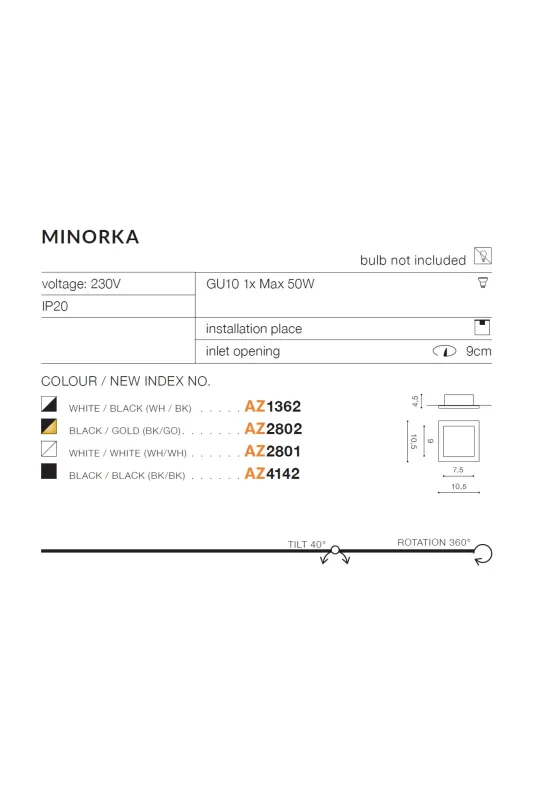 Точковий світильник AZZARDO AZ4142 MINORKA BK/BK (50182)