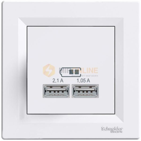 Розетка usb зарядка 2,1а  и 1,05а,  білий (EPH2700221)
