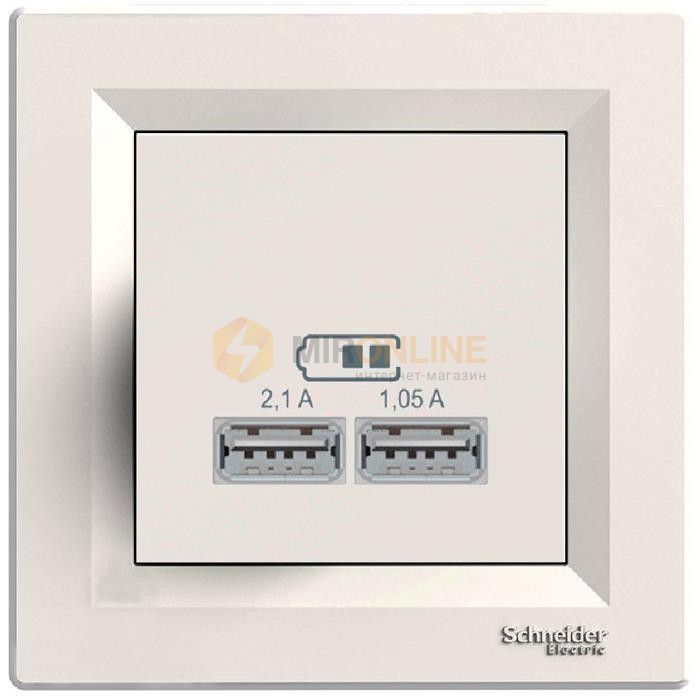 Розетка usb зарядка 2,1а  и 1,05а,  кремовий (EPH2700223)
