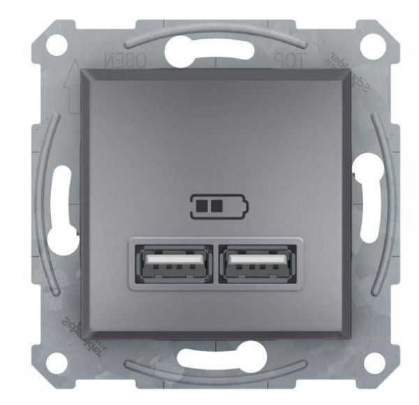 Розетка usb 2,1a asfora schneider electric, 10a, сталь EPH2700262