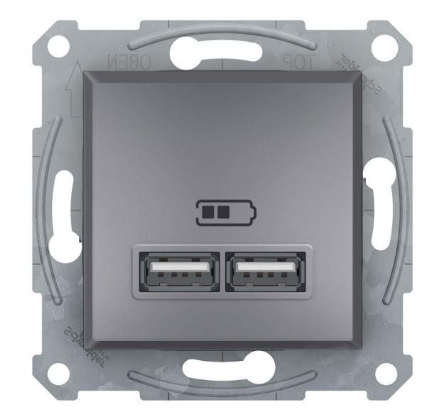 Розетка usb 2,1a asfora schneider electric, 10a, сталь EPH2700262