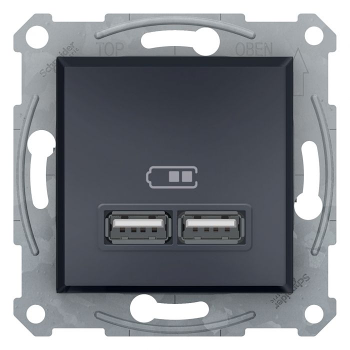 Розетка usb 2,1a asfora schneider electric, 10a, антрацит EPH2700271
