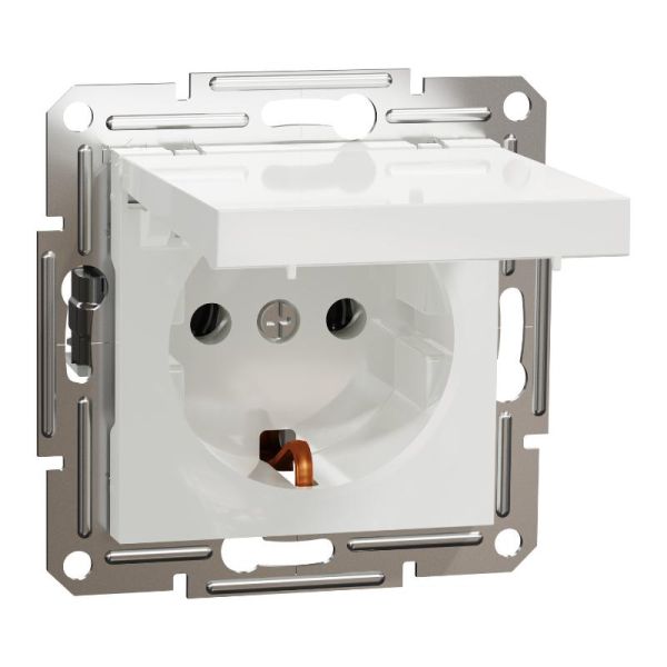 Розетка з кришкою із заземленням Asfora Schneider Electric EPH3170121 біла без рамки