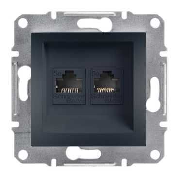 Подвійна комп'ютерна розетка rj45+rj45 кат5e utp, антрацит (EPH4400171)