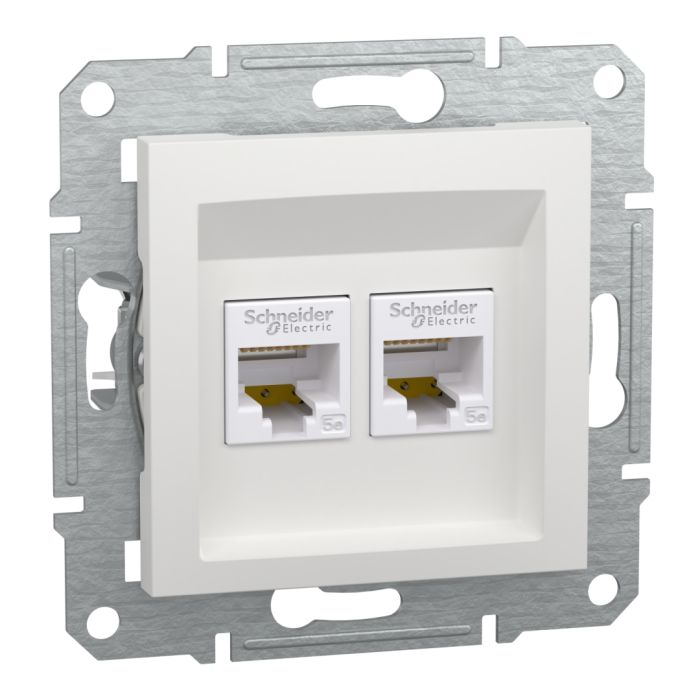 Розетка комп'ютерна 2-а RJ45 кат.5Е Asfora Schneider Electric EPH4470121 біла без рамки