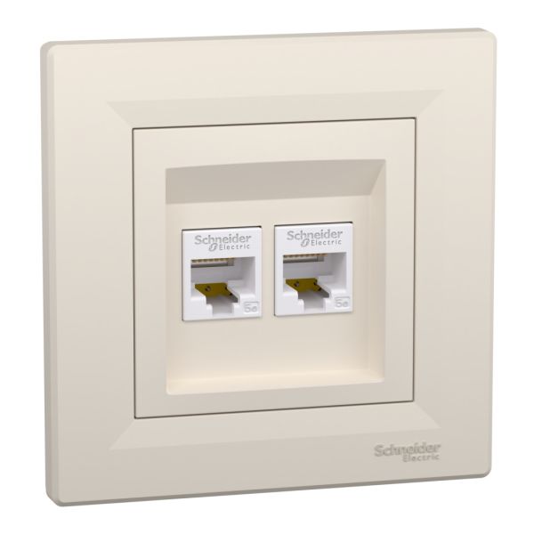 Розетка комп'ютерна, rj45, кат.5е, utp, подвійна, кремовий (EPH4400123)