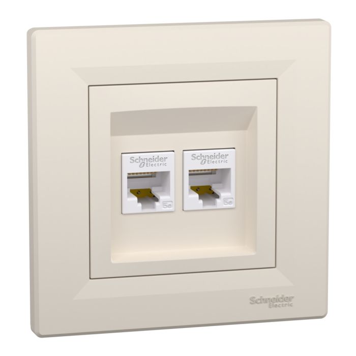 Розетка комп'ютерна, rj45, кат.5е, utp, подвійна, кремовий (EPH4400123)