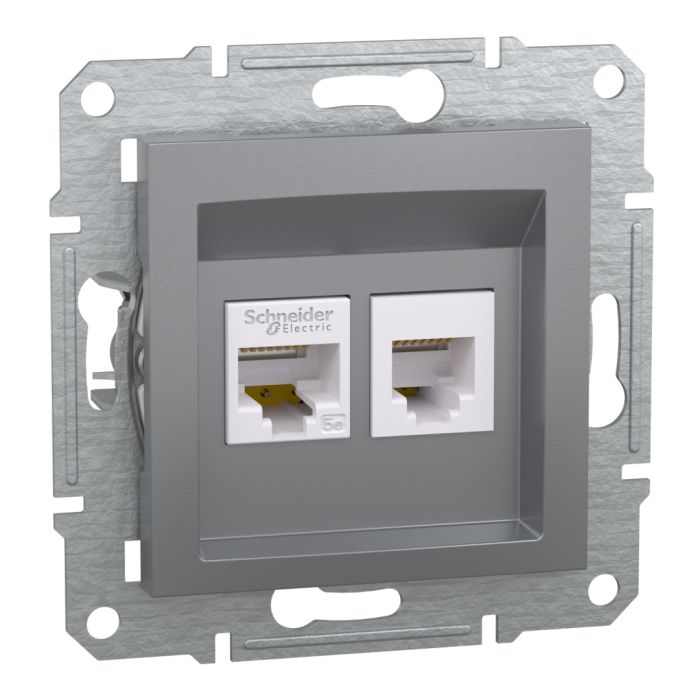Розетка «телефон+інтернет» rj12+rj45 кат5e utp, сталь (EPH4900162)