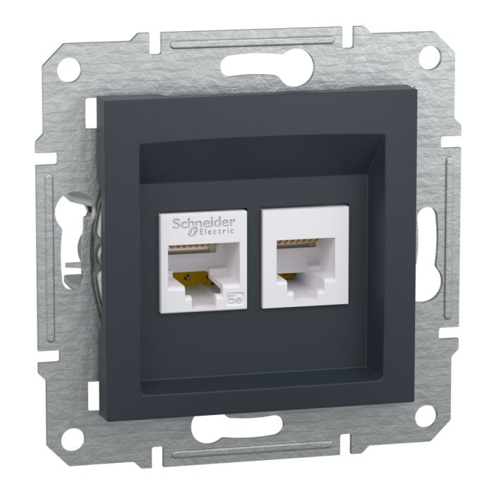 Розетка «телефон+інтернет» rj12+rj45 кат5e utp, антрацит (EPH4900171)