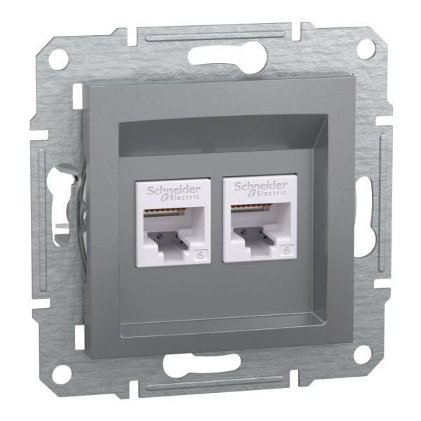 Подвійна комп'ютерна розетка rj45+rj45 кат5e utp, сталь (EPH4800162)