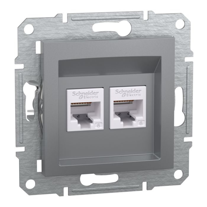 Подвійна комп'ютерна розетка rj45+rj45 кат5e utp, сталь (EPH4800162)