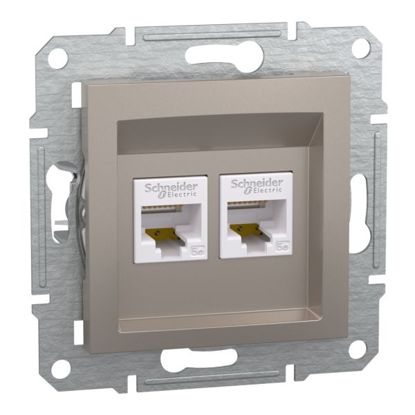 Подвійна комп'ютерна розетка rj45+rj45 кат5e utp, бронза (EPH4400169)