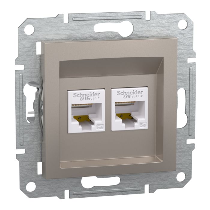 Подвійна комп'ютерна розетка rj45+rj45 кат5e utp, бронза (EPH4400169)
