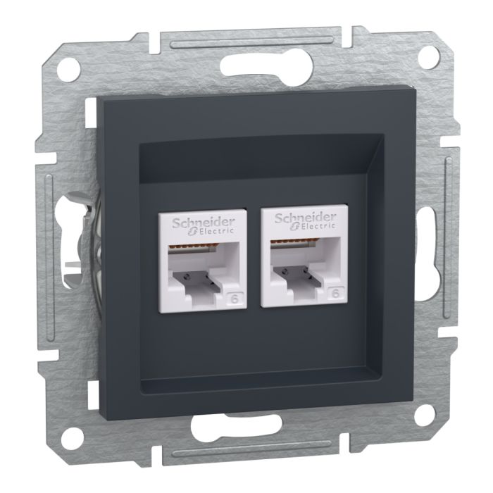 Подвійна комп'ютерна розетка rj45+rj45 кат5e utp, антрацит (EPH4800171)