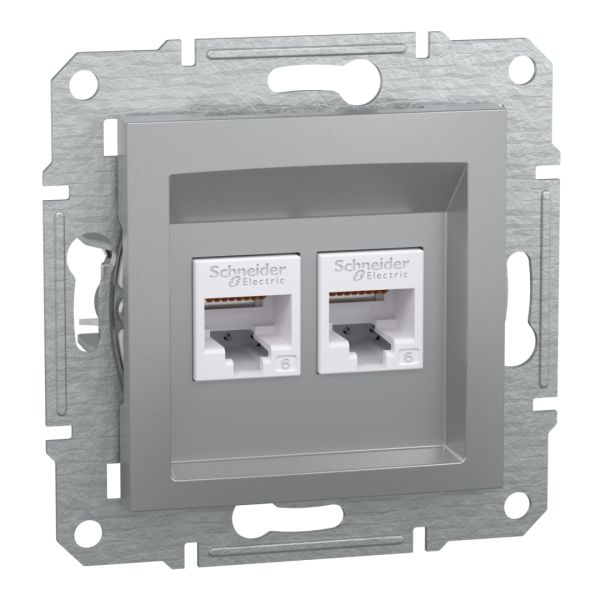 Подвійна комп'ютерна розетка rj45+rj45 кат5e utp, алюміній (EPH4800161)