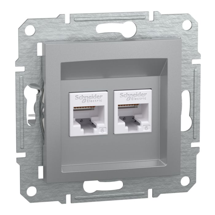 Подвійна комп'ютерна розетка rj45+rj45 кат5e utp, алюміній (EPH4800161)