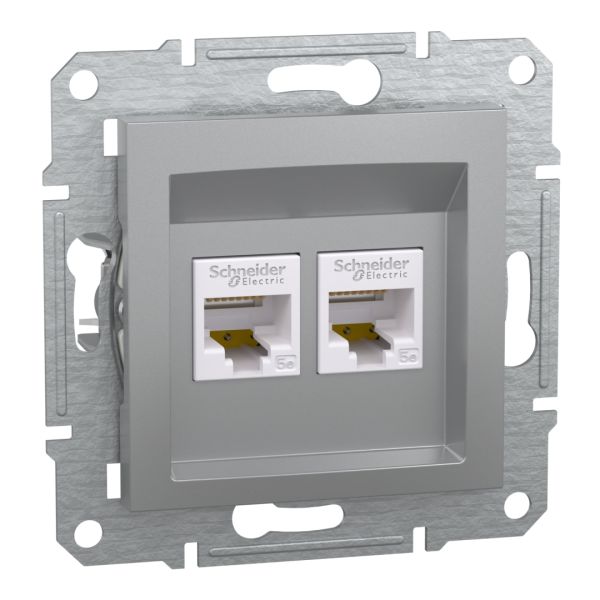 Подвійна комп'ютерна розетка rj45 + rj45 кат 5e utp алюміній (EPH4400161)