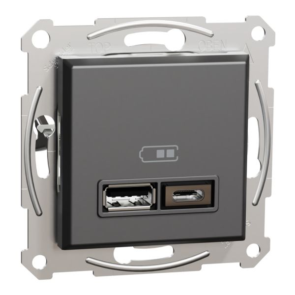 Розетка USB тип А+С 2,4А Schneider Electric Asfora EPH2700371 антрацит