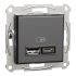 Розетка USB тип А+С 2,4А Schneider Electric Asfora EPH2700371 антрацит