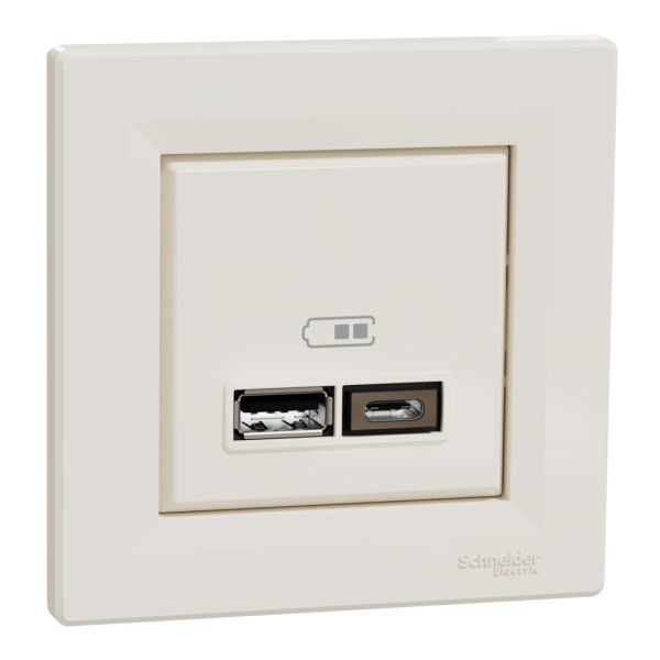Розетка usb тип а+с 2,4а schneider electric asfora EPH2700323 кремова