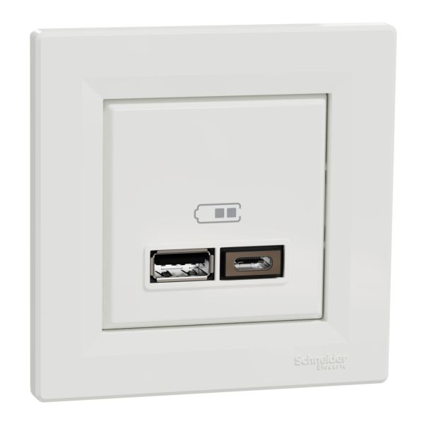 Розетка usb тип а+с 2,4а schneider electric asfora EPH2700321 біла