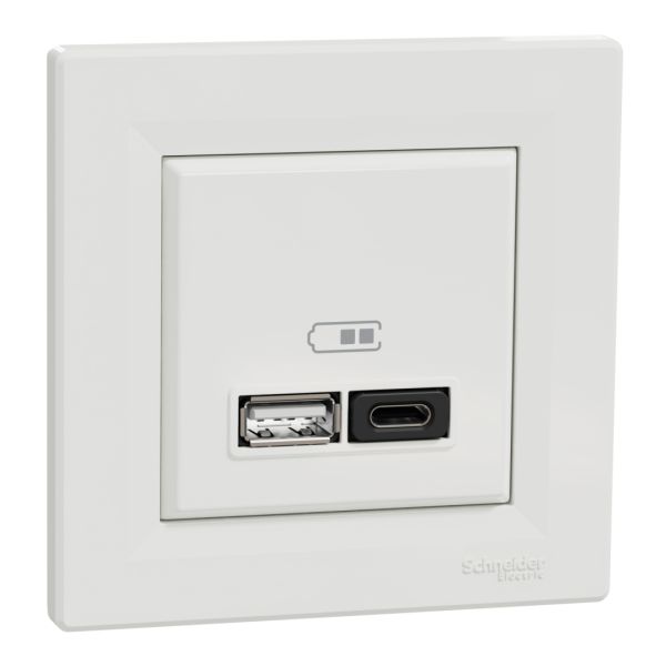 Розетка usb а+с 3а 45 вт  schneider electric asfora EPH2700421 біла