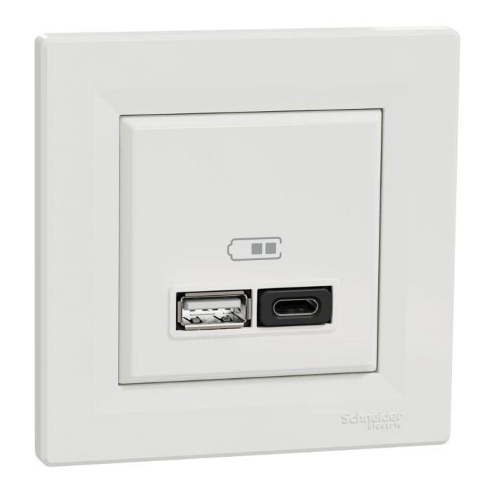 Розетка usb а+с 3а 45 вт  schneider electric asfora EPH2700421 біла
