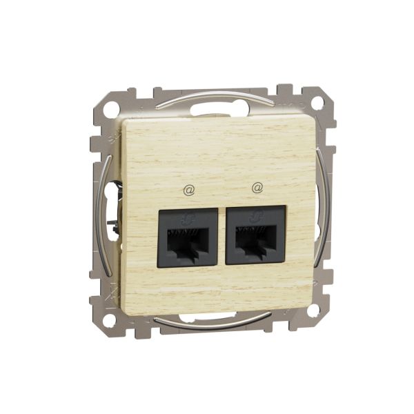Комп'ютерна розетка 2-а. RJ45 кат. 5е UTP Schneider Sedna Elements SDD180452 Береза