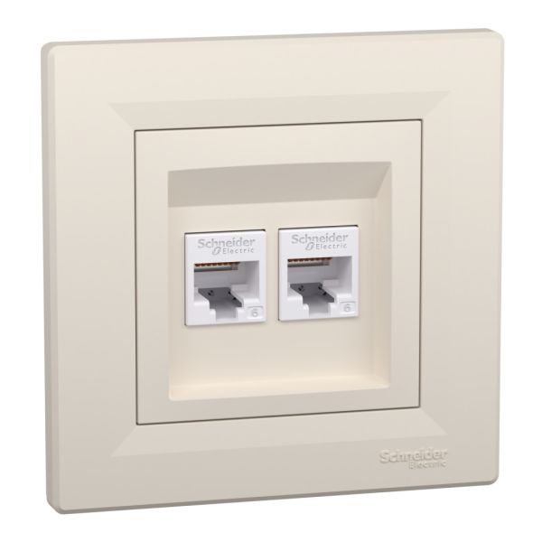 Розетка, rj45, кат.6, utp, подвійна, кремовий (EPH4800123)