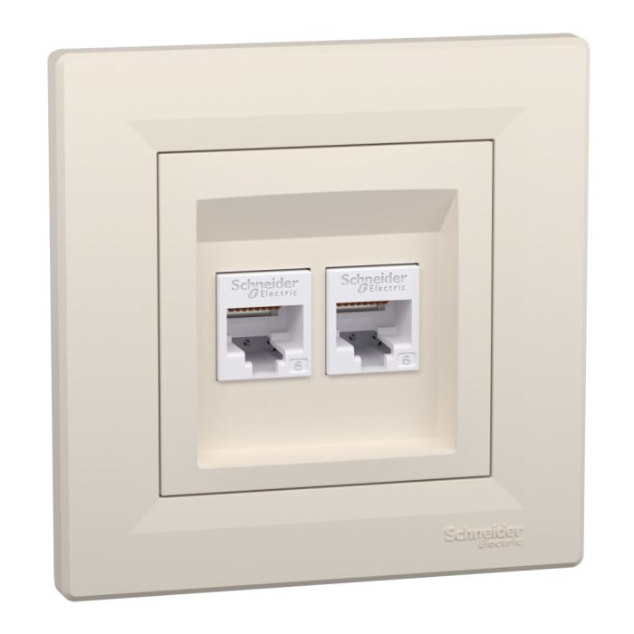 Розетка, rj45, кат.6, utp, подвійна, кремовий (EPH4800123)