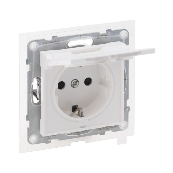 Розетка IP44 із з/к та кришкою і захист. шторками (пруж.клеми) 16А/250V Legrand SUNO 721123 білий