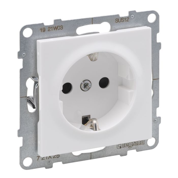 Розетка із з/к та шторками (гвинт. клеми) 16А/250V Legrand SUNO 721125 білий