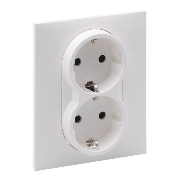 Розетка 2-а. із з/к та шторками (пруж.клеми) 16А/250V Legrand SUNO 721126 білий