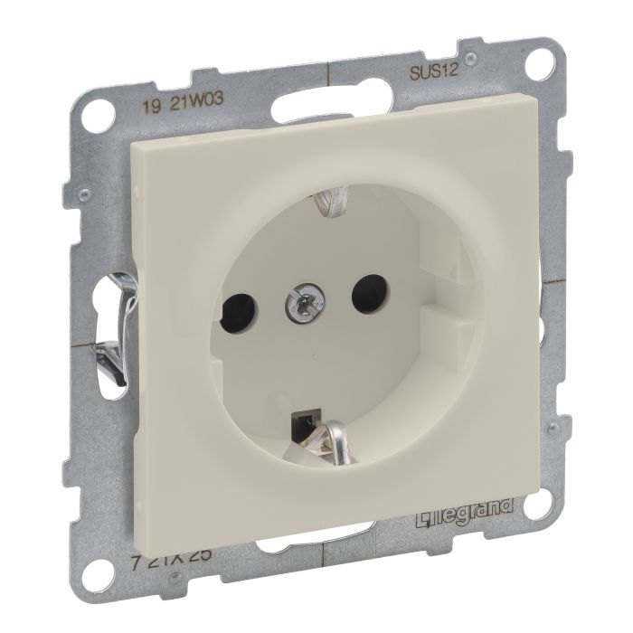 Розетка із з/к та шторками (гвинт. клеми) 16А/250V Legrand SUNO 721225 слонова кістка