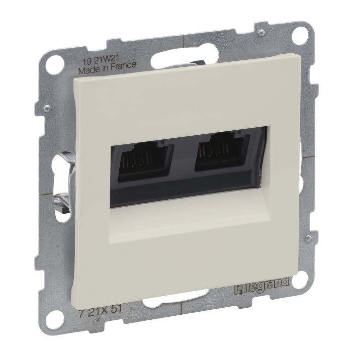 Розетка комп'ютерна 2-а RJ45 Cat5E/UTP Legrand SUNO 721251 слонова кістка