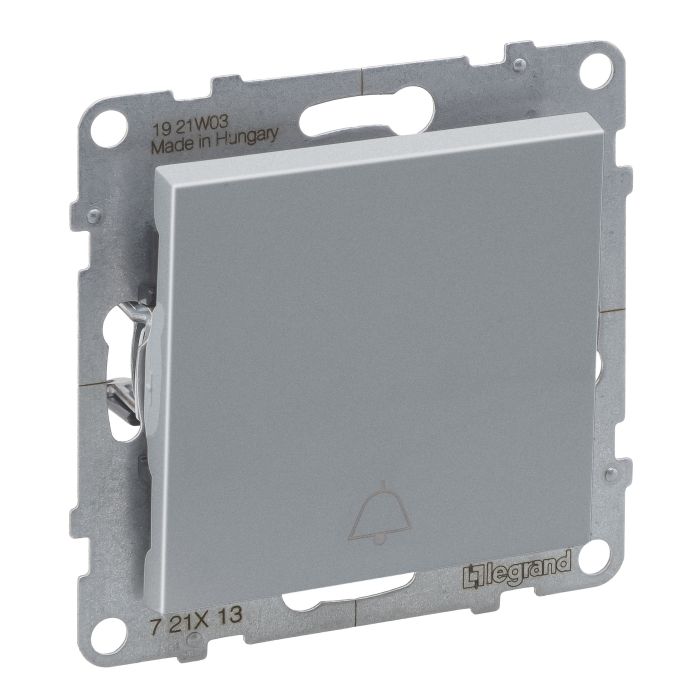 Кнопка 1-кл з символом \Дзвінок\" (пруж.клеми) 6A/250V Legrand SUNO 721313 алюміній"