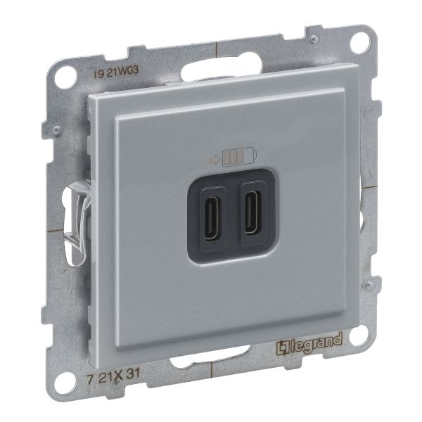 Розетка для заряджання USB С+C 15Вт/5V Legrand SUNO 721331 алюміній