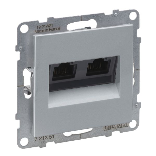 Розетка комп'ютерна 2-а RJ45 Cat5E/UTP Legrand SUNO 721351 алюміній