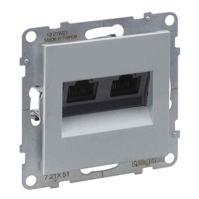 Розетка комп'ютерна 2-а RJ45 Cat5E/UTP Legrand SUNO 721351 алюміній
