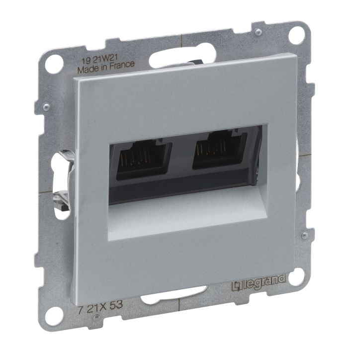 Розетка комп'ютерна 2-а RJ45 CAT6/UTP Legrand SUNO 721353 алюміній