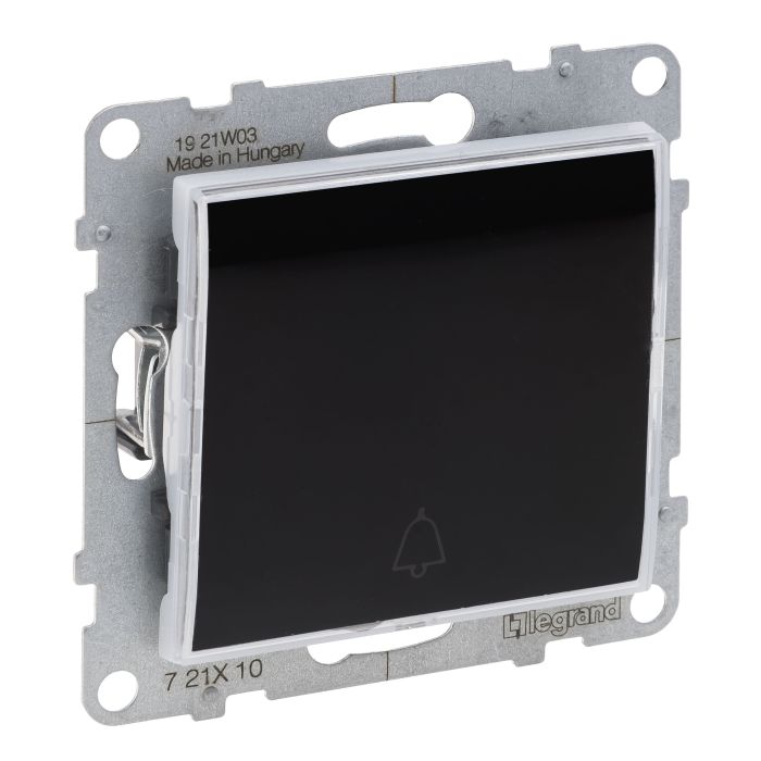 Кнопка 1-кл з тримачем етикети 6A/250V Legrand SUNO 721410 чорний