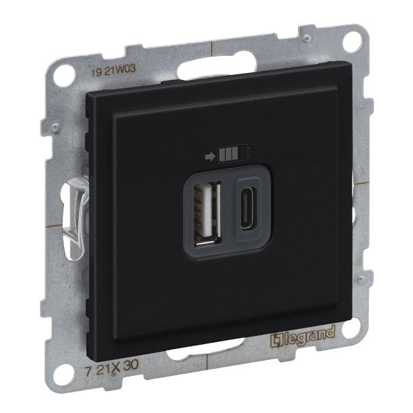 Розетка для заряджання USB А+C 12Вт+15Вт/5V Legrand SUNO 721430 чорний