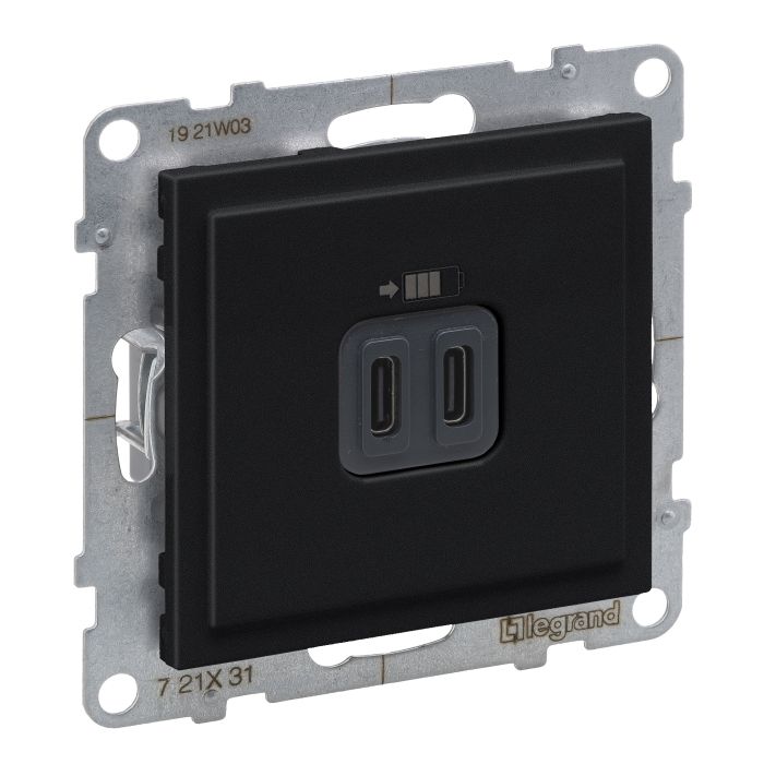 Розетка для заряджання USB С+C 15Вт/5V Legrand SUNO 721431 чорний