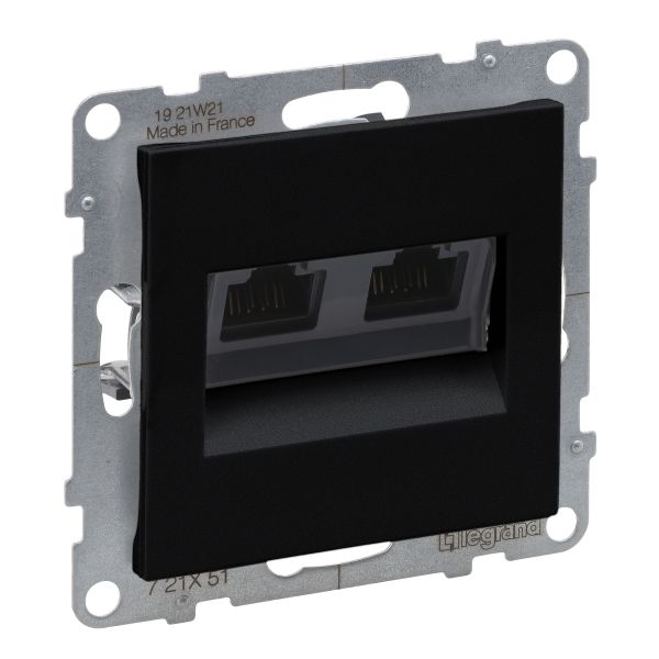 Розетка комп'ютерна 2-а RJ45 Cat5E/UTP Legrand SUNO 721451 чорний