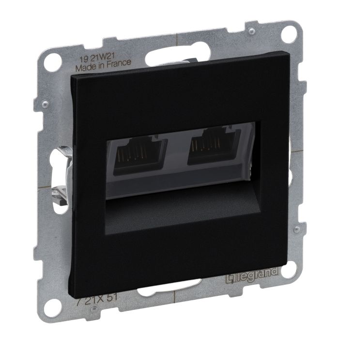 Розетка комп'ютерна 2-а RJ45 Cat5E/UTP Legrand SUNO 721451 чорний