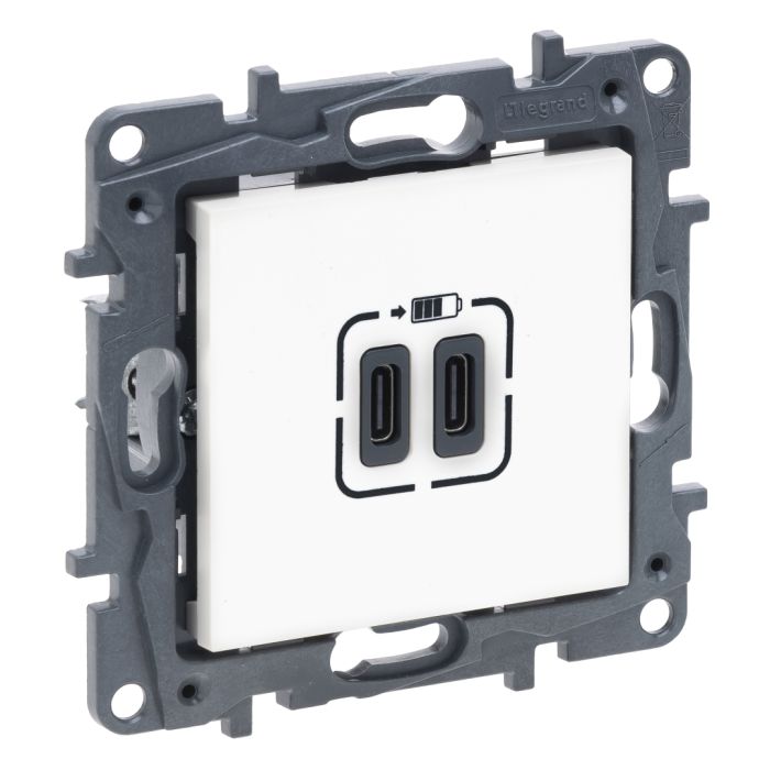 Розетка USB Тип С+C 15 Вт 5 В Legrand 863139 NILOE STEP Білий