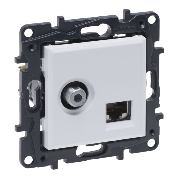 Розетка комбінована TV тип F и RJ45 CAT6 UTP Legrand 863177 NILOE STEP Білий